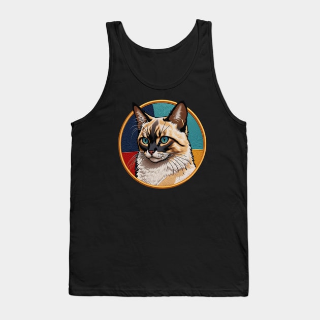 Balinese Cat Embroidered Patch Tank Top by Xie